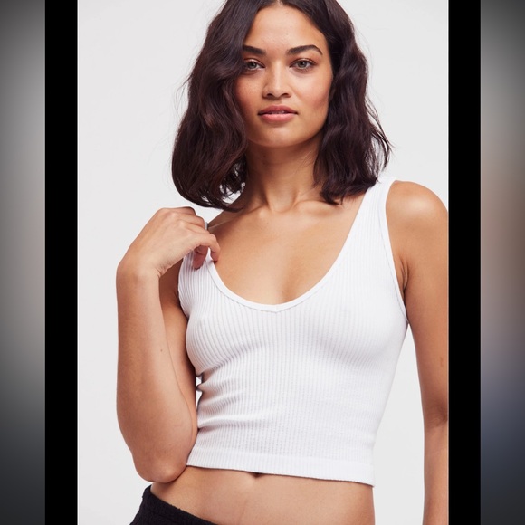 Free People Tops - White Free People Solid Rib Brami in White